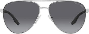 Prada Linea Rossa 61mm Polarized Aviator Sunglasses 